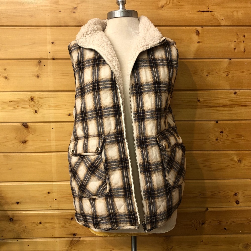 BLUE + YELLOW PLAID VEST